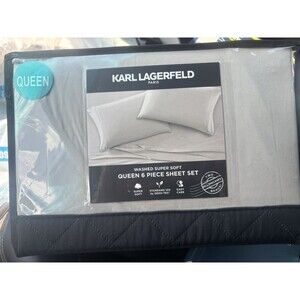 Karl Lagerfeld Paris Queen 6 Piece Sheet Set Tan Super Soft Cooling New